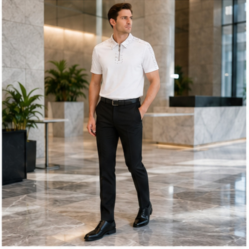 White Men's Printed Designer Shirt - Image 7