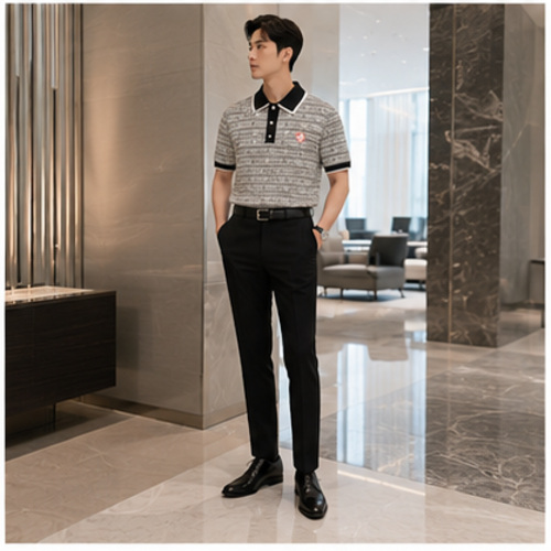 Black,White Stripe Men's Printed Designer Shirt - Image 5