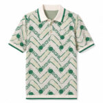 Green White Print Men's Printed Designer Shirt