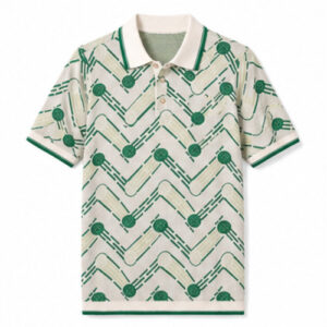 Green White Print Men's Printed Designer Shirt