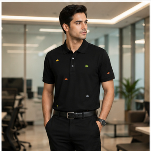 Black Men's Printed Designer Shirt - Image 2