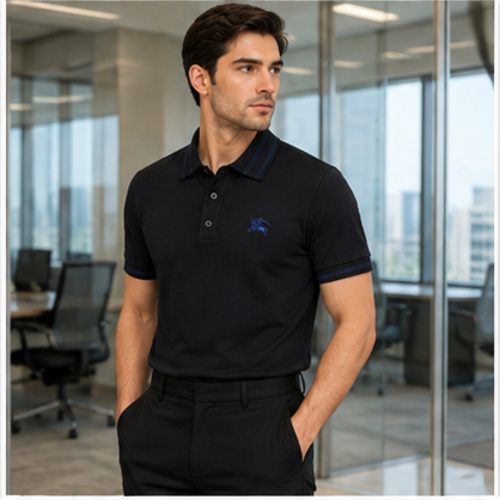 Black Men's Casual Shirt Polo Top - Image 2