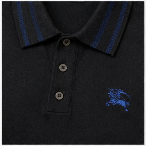 Black Men's Casual Shirt Polo Top - Image 5