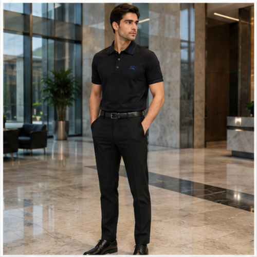 Black Men's Casual Shirt Polo Top - Image 7