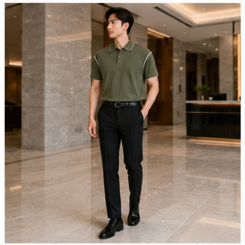 Olive Men's Casual Shirt Polo Top - Image 6