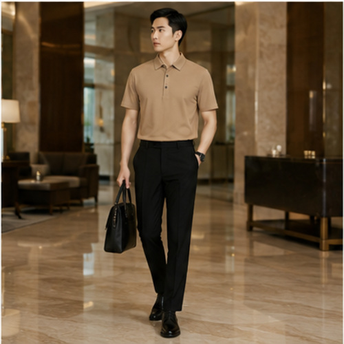 Brown Men's Casual Shirt Polo Top - Image 6