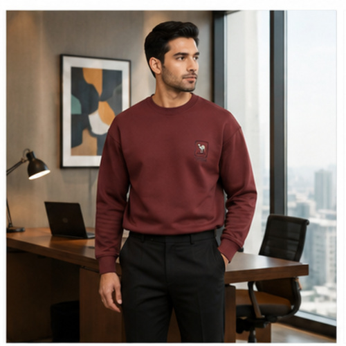 Maroon Men's Men's Sweatshirt Pullover - Image 2