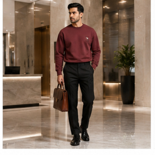 Maroon Men's Men's Sweatshirt Pullover - Image 8