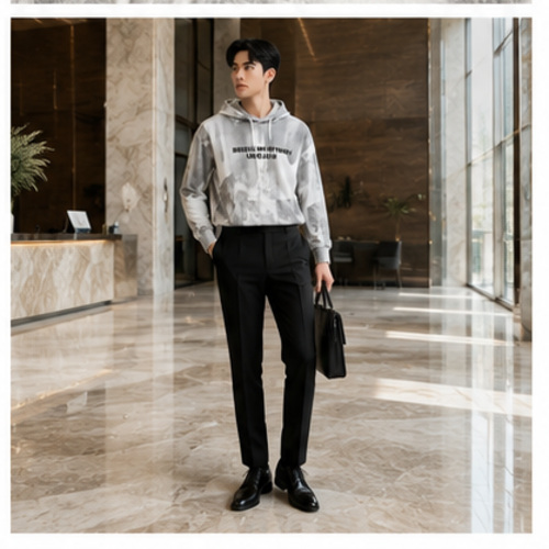 Grey Print Men's Men's Sweatshirt Pullover - Image 7