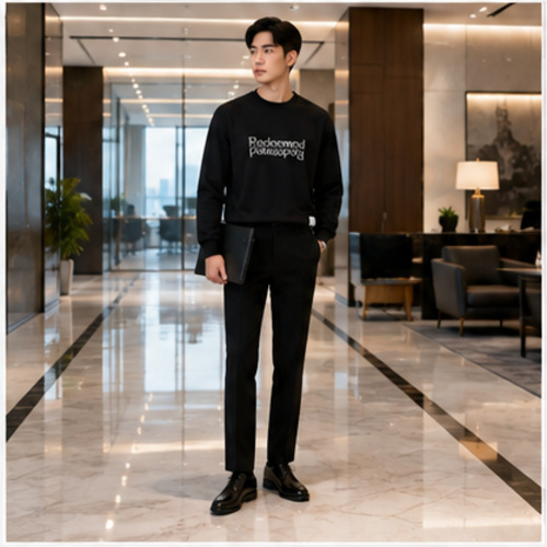 Black Men's Men's Sweatshirt Pullover - Image 8
