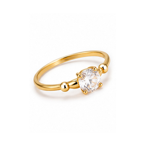 Gold Minimal stone Ring - Image 2