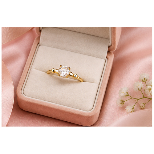 Gold Minimal stone Ring - Image 6