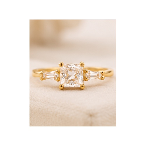 Gold Minimal stone Ring - Image 4