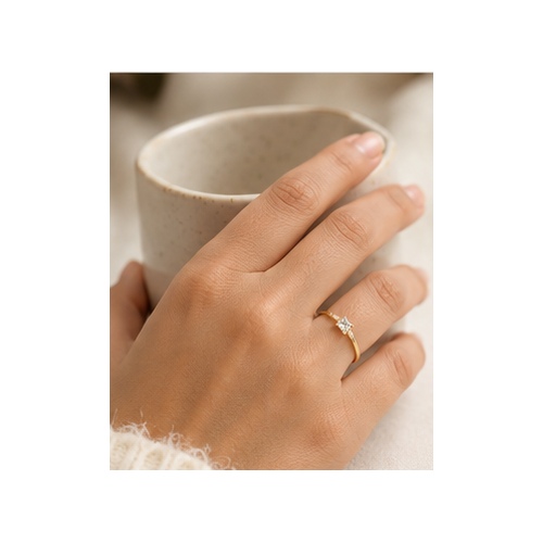 Gold Minimal stone Ring - Image 7