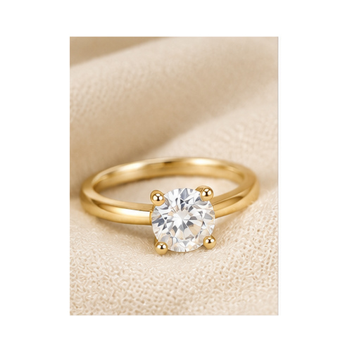 Gold Minimal stone Ring - Image 2