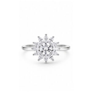 Silver tone Large crystal Ring