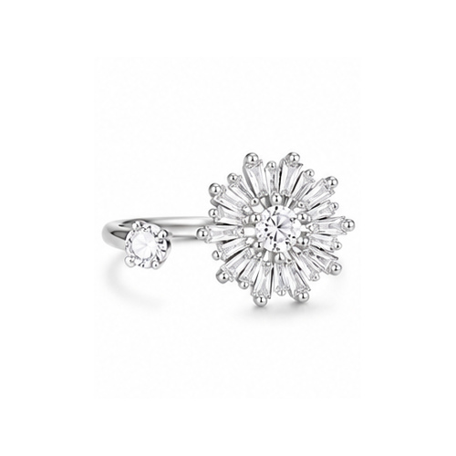Silver tone Large crystal Ring - Image 5