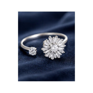 Silver tone Large crystal Ring