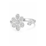Silver tone Large crystal Ring