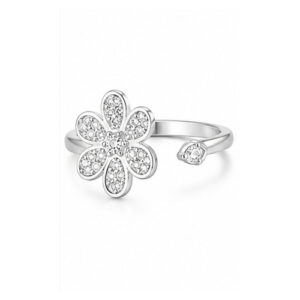 Silver tone Large crystal Ring