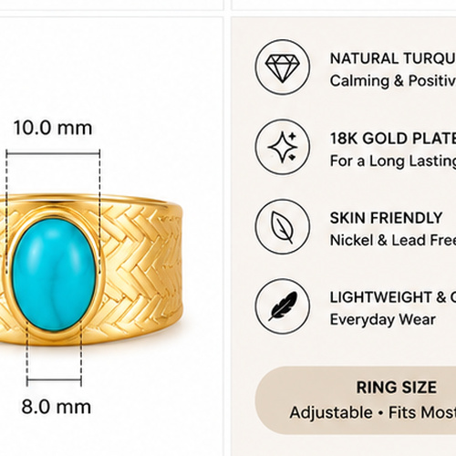 Gold Colored stone Ring - Image 6