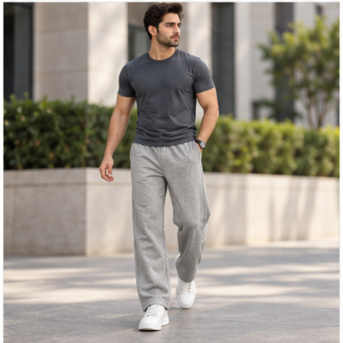Men's Grey Melange Regular Basic Track Pant - Image 7