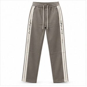 Men's Light Grey Relaxed Striped Track Pant