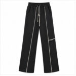 Men's Black Relaxed Wide leg Piping Track Pant