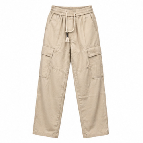 Men's Beige Relaxed Cargo Track Pant
