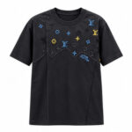 Men's Black Round Neck Short Sleeve Small graphic print T-Shirt