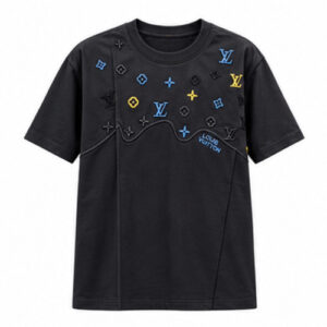 Men's Black Round Neck Short Sleeve Small graphic print T-Shirt