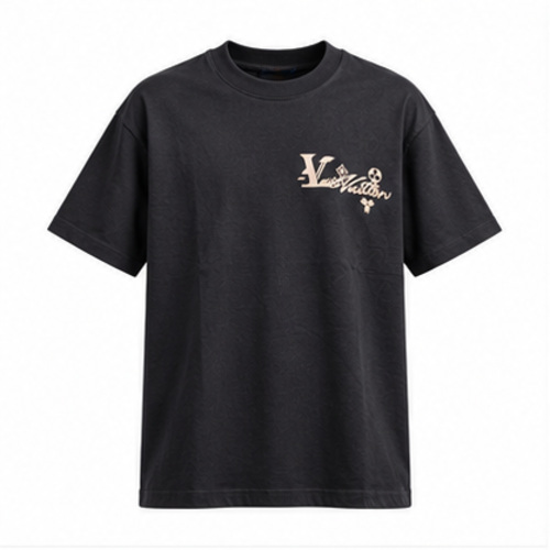 Men's Black Round Neck Short Sleeve Small chest logo-style graphic T-Shirt