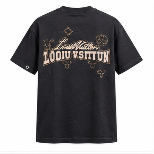 Men's Black Round Neck Short Sleeve Small chest logo-style graphic T-Shirt - Image 2