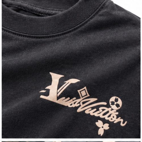Men's Black Round Neck Short Sleeve Small chest logo-style graphic T-Shirt - Image 7