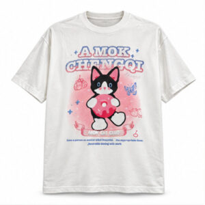 Men's White Round Neck Short Sleeve Cartoon graphic T-Shirt