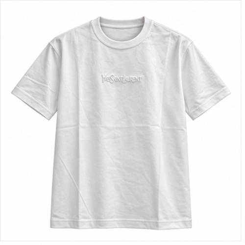 Men's White Round Neck Short Sleeve Minimal T-Shirt
