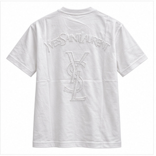 Men's White Round Neck Short Sleeve Minimal T-Shirt - Image 3