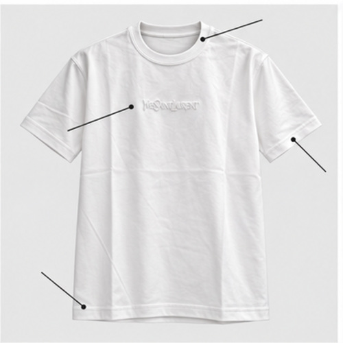Men's White Round Neck Short Sleeve Minimal T-Shirt - Image 7