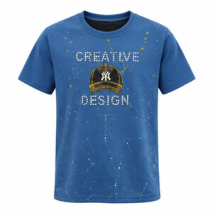 Men's Blue Round Neck Short Sleeve Typography graphic T-Shirt