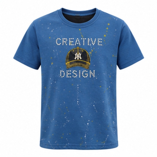 Men's Blue Round Neck Short Sleeve Typography graphic T-Shirt