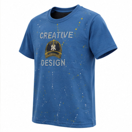 Men's Blue Round Neck Short Sleeve Typography graphic T-Shirt - Image 4