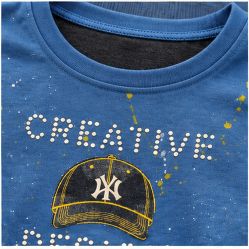 Men's Blue Round Neck Short Sleeve Typography graphic T-Shirt - Image 7