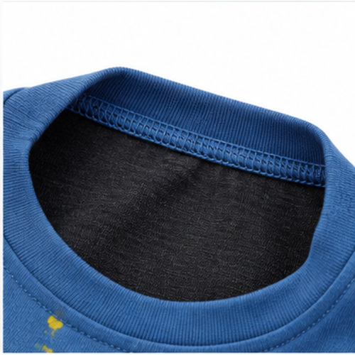 Men's Blue Round Neck Short Sleeve Typography graphic T-Shirt - Image 6