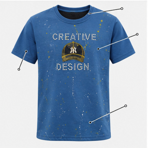 Men's Blue Round Neck Short Sleeve Typography graphic T-Shirt - Image 8