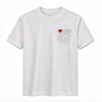 Men's White Round Neck Short Sleeve Minimal chest graphic T-Shirt