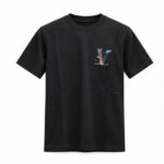 Men's Black Round Neck Short Sleeve Small chest graphic T-Shirt