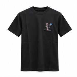 Men's Black Round Neck Short Sleeve Small chest graphic T-Shirt