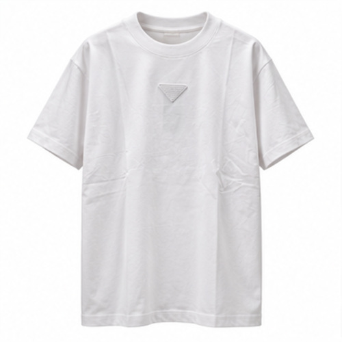 Men's White Round Neck Short Sleeve Minimal T-Shirt