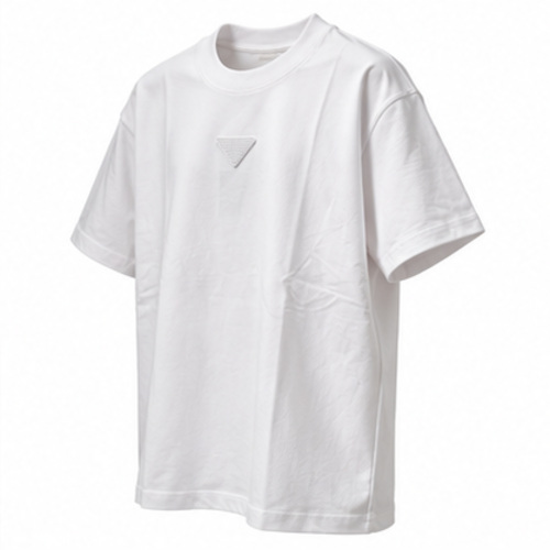 Men's White Round Neck Short Sleeve Minimal T-Shirt - Image 4