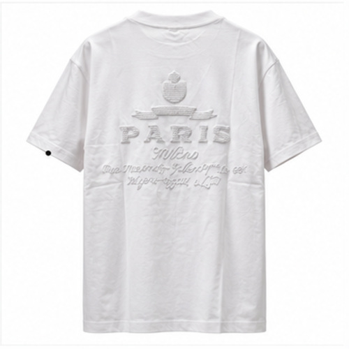Men's White Round Neck Short Sleeve Minimal T-Shirt - Image 2